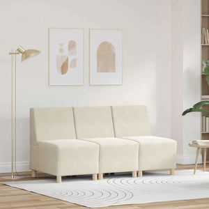 Unité de Sofa Modulaire Sans Accoudoirs 3 pcs Crème