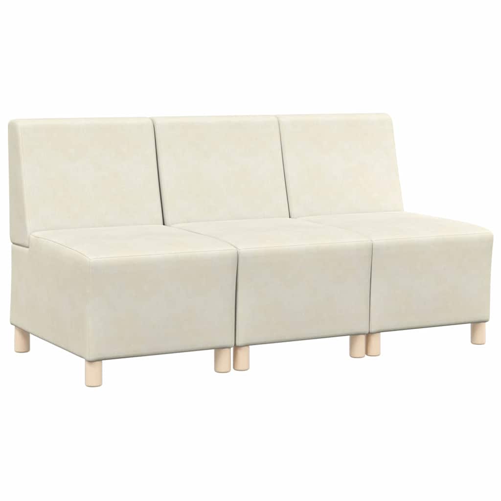Unité de Sofa Modulaire Sans Accoudoirs 3 pcs Crème