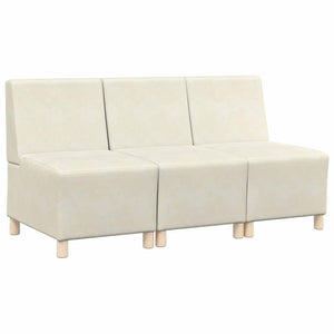 Unité de Sofa Modulaire Sans Accoudoirs 3 pcs Crème