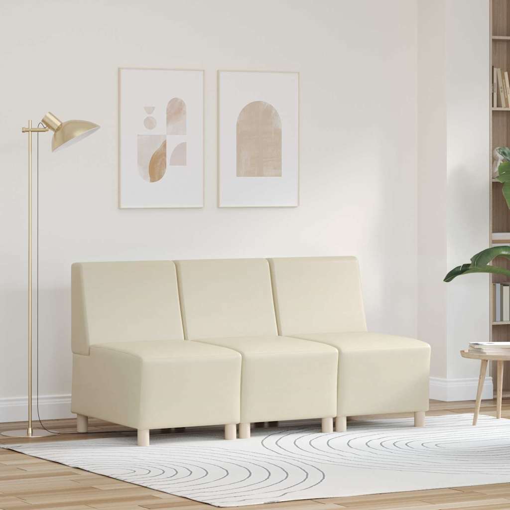 Unité de Sofa Modulaire Sans Accoudoirs 3 pcs Crème