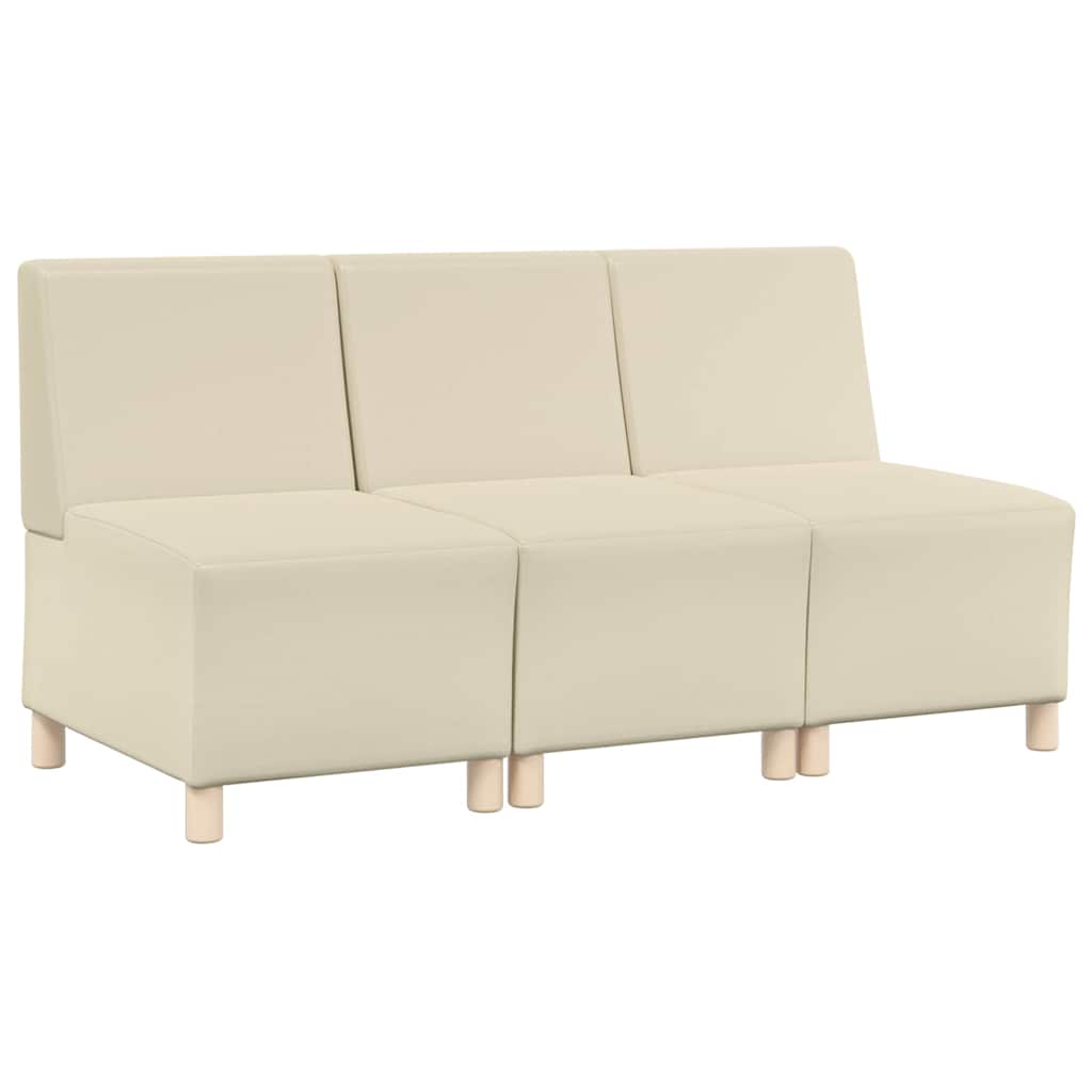 Unité de Sofa Modulaire Sans Accoudoirs 3 pcs Crème