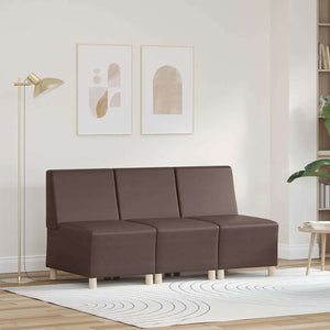 Unité de Sofa Modulaire Sans Accoudoirs 3 pcs Marron