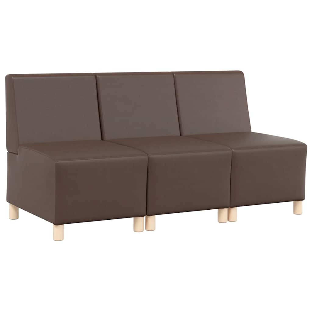 Unité de Sofa Modulaire Sans Accoudoirs 3 pcs Marron
