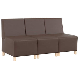 Unité de Sofa Modulaire Sans Accoudoirs 3 pcs Marron