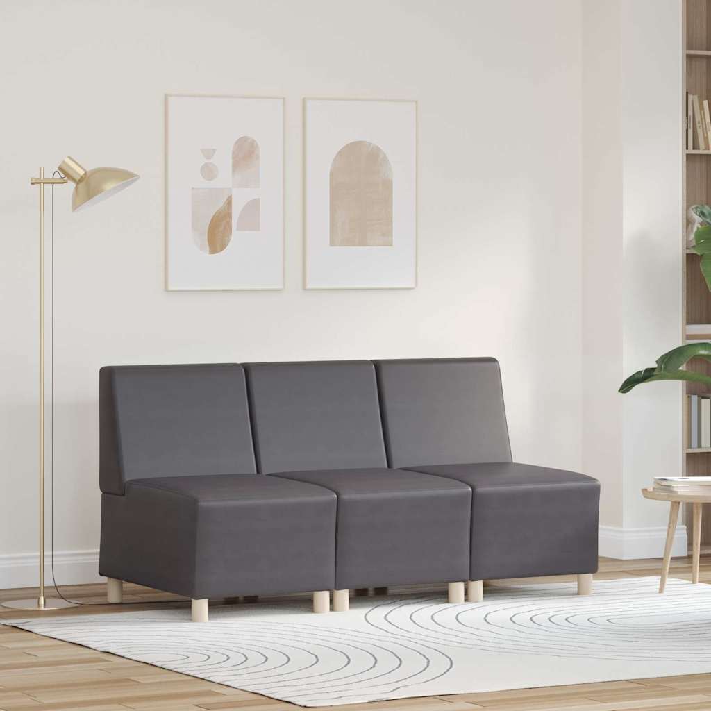 Unité de Sofa Modulaire Sans Accoudoirs 3 pcs Gris