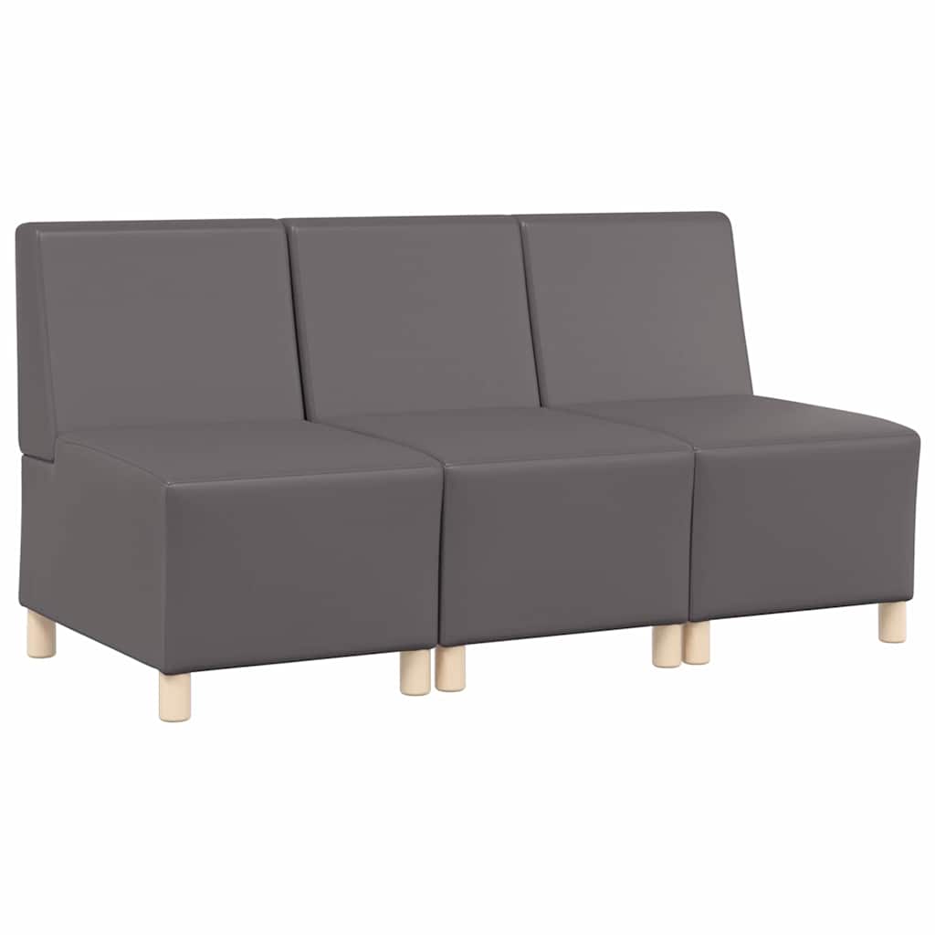 Unité de Sofa Modulaire Sans Accoudoirs 3 pcs Gris