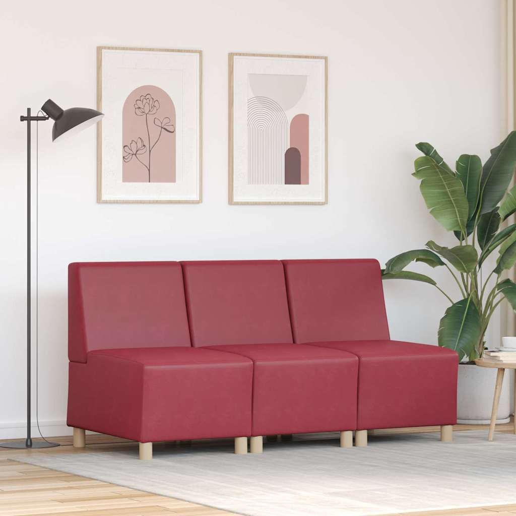 Unité de Sofa Modulaire Sans Accoudoirs 3 pcs Bordeaux