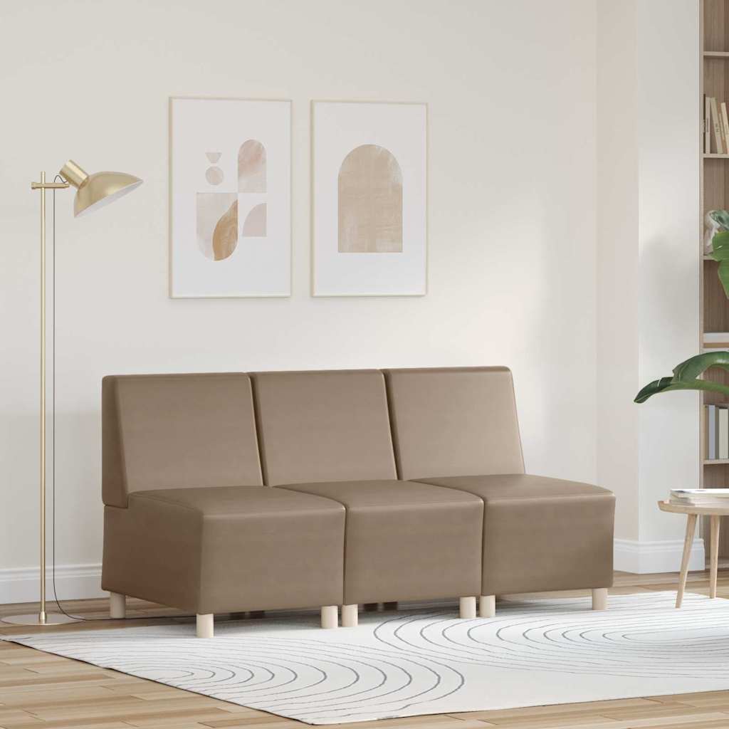 Unité de Sofa Modulaire Sans Accoudoirs 3 pcs Cappuccino