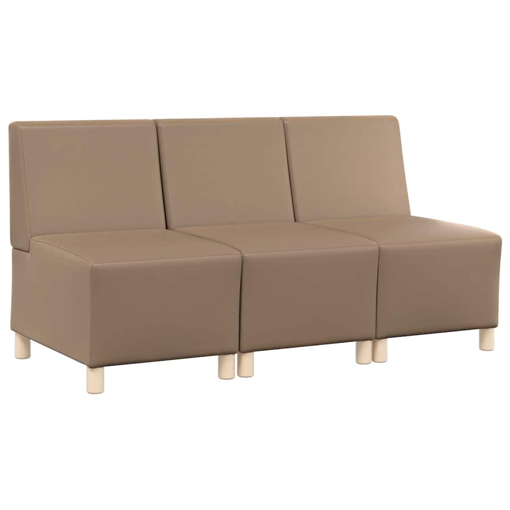 Unité de Sofa Modulaire Sans Accoudoirs 3 pcs Cappuccino