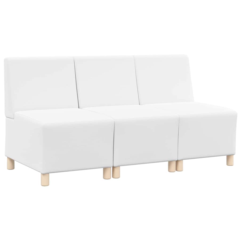 Unité de Sofa Modulaire Sans Accoudoirs 3 pcs Blanc