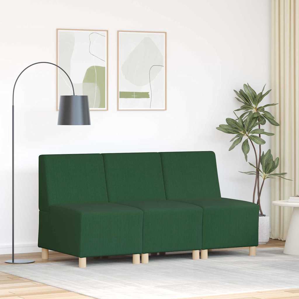 Unité de Sofa Modulaire Sans Accoudoirs 3 pcs Vert Jungle