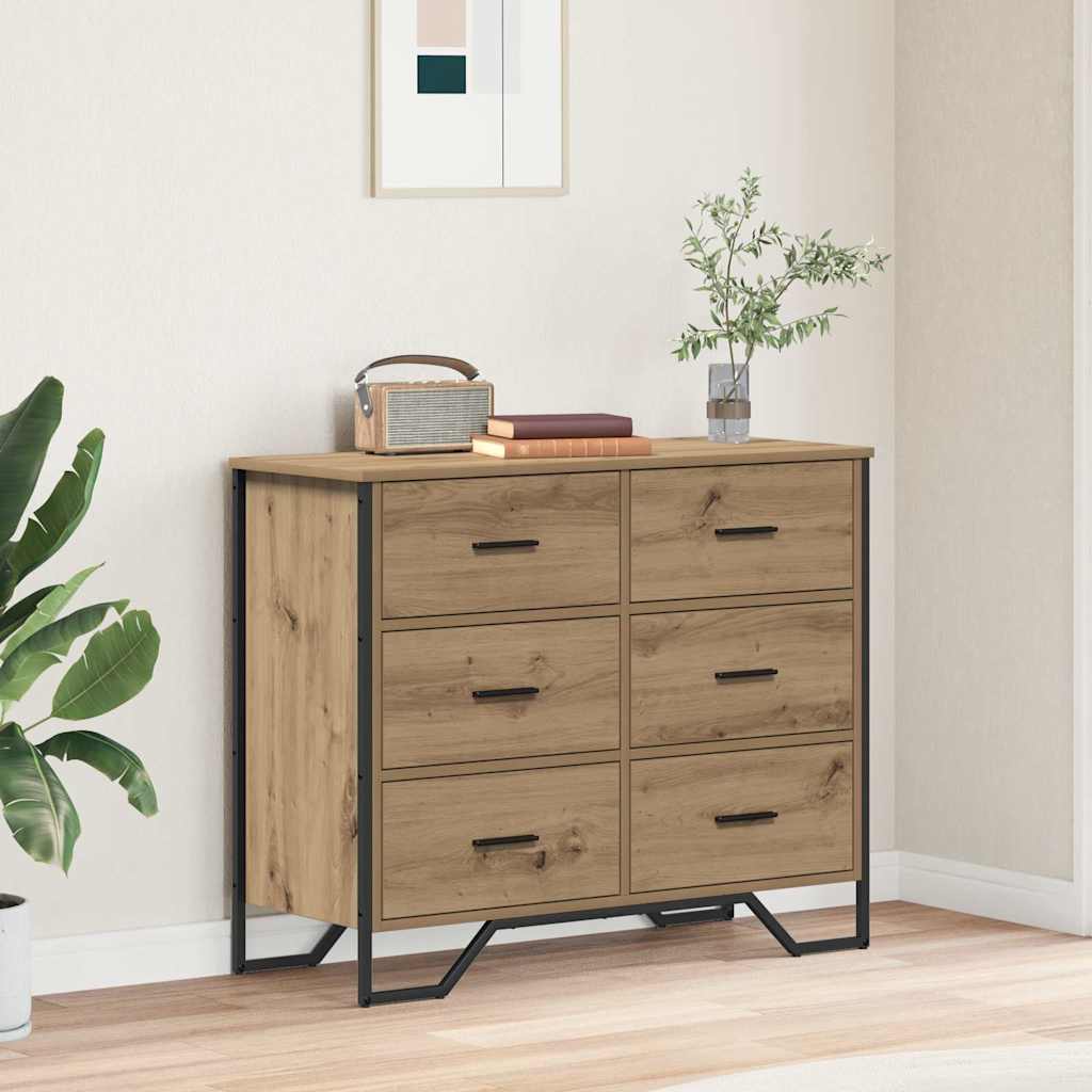 Commode chêne artisanal 91 x 35.5 x 74.5 cm Bois d'ingénierie