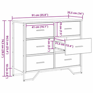 Commode chêne artisanal 91 x 35.5 x 74.5 cm Bois d'ingénierie