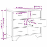 Commode chêne artisanal 91 x 35.5 x 74.5 cm Bois d'ingénierie