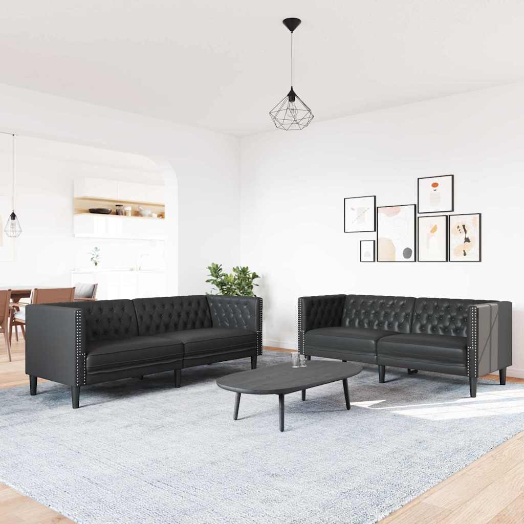 Ensemble de Canapés 2 pcs Noir 194 x 74.5 x 70.5 cm Faux cuir