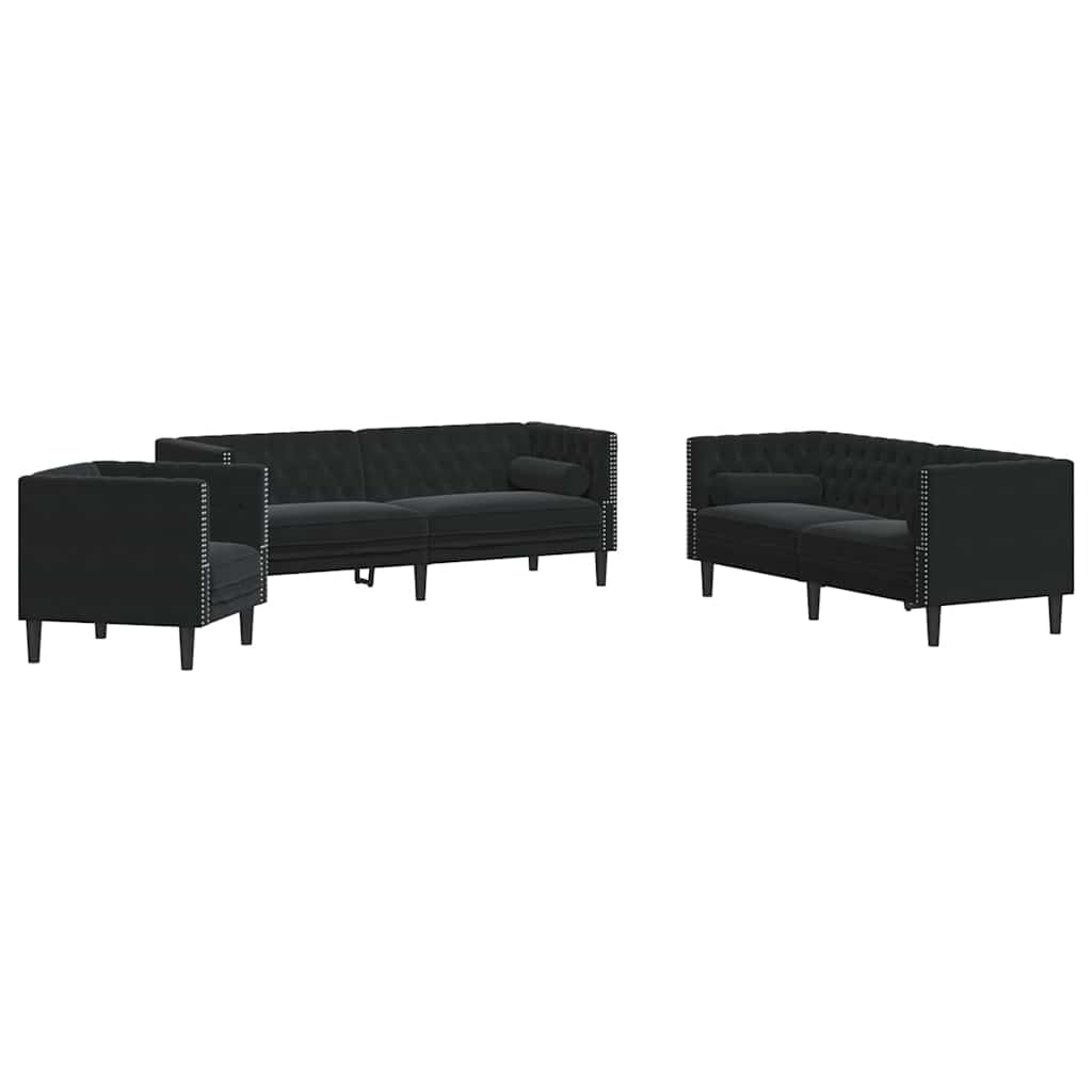 Ensemble de Canapés Noir Velours