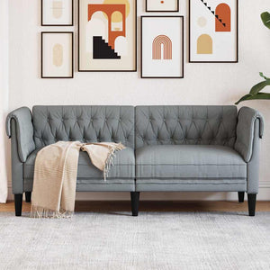 Canapé Chesterfield Gris clair 182.5 x 74.5 x 74.5 cm tissu