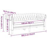 Canapé Chesterfield Gris clair 182.5 x 74.5 x 74.5 cm tissu