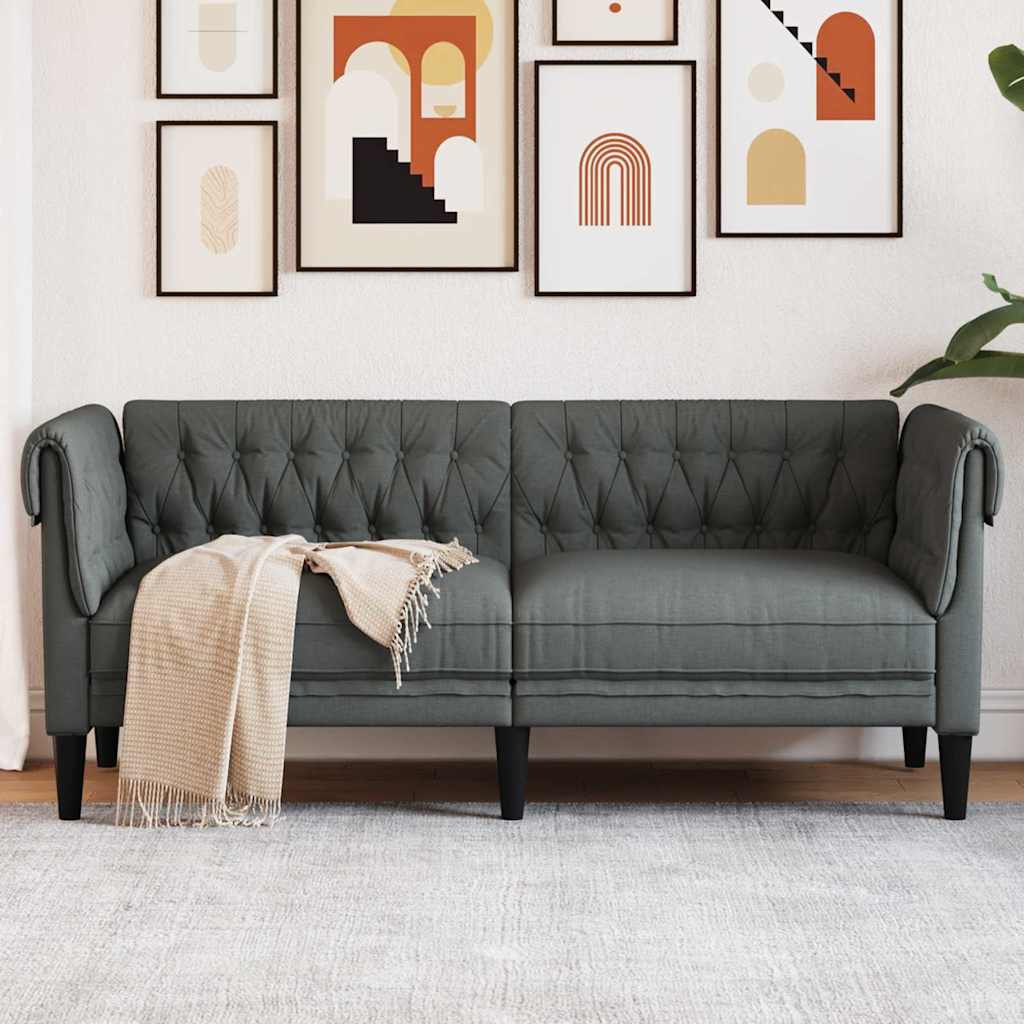 Canapé Chesterfield Gris foncé 182.5 x 74.5 x 74.5 cm tissu