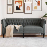 Canapé Chesterfield Gris foncé 182.5 x 74.5 x 74.5 cm tissu