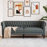 Canapé Chesterfield Gris foncé 201.5 x 74.5 x 74.5 cm tissu