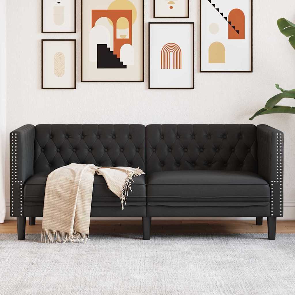 Canapé Chesterfield Argyle Noir 174 x 74.5 x 70.5 cm Faux cuir