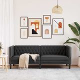 Canapé Chesterfield Argyle Noir 194 x 74.5 x 70.5 cm Faux cuir