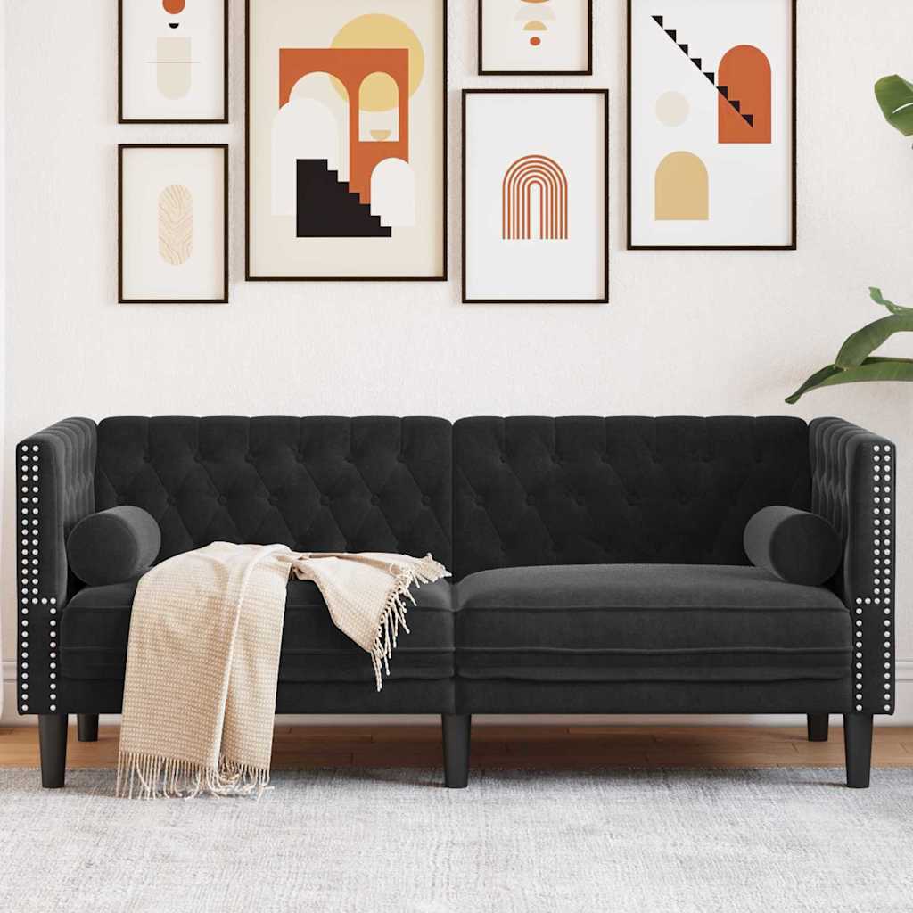 Canapé Chesterfield Autre Noir 174 x 74.5 x 70.5 cm Velours