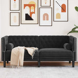 Canapé Chesterfield Autre Noir 174 x 74.5 x 70.5 cm Velours