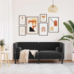 Canapé Chesterfield Autre Noir 174 x 74.5 x 70.5 cm Velours