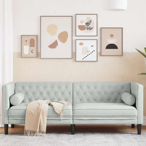 Canapé Chesterfield Gris clair 194 x 74.5 x 70.5 cm Velours