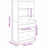 Armoire Chêne noir 100 x 50 x 200 cm Bois d'ingénierie