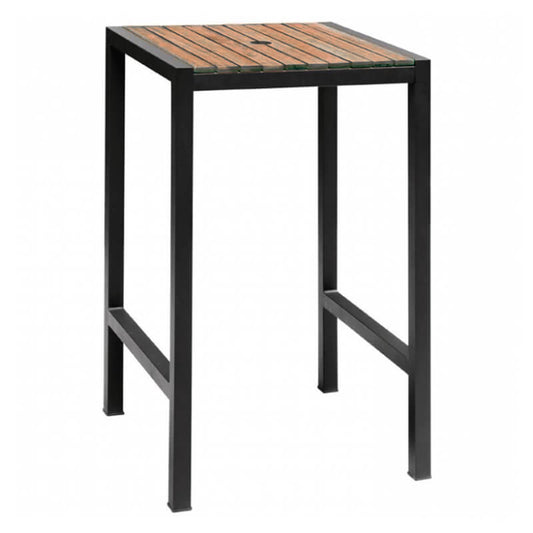 Table De Bar Carrée En Acier Et Bois D’acacia 60×60 Cm