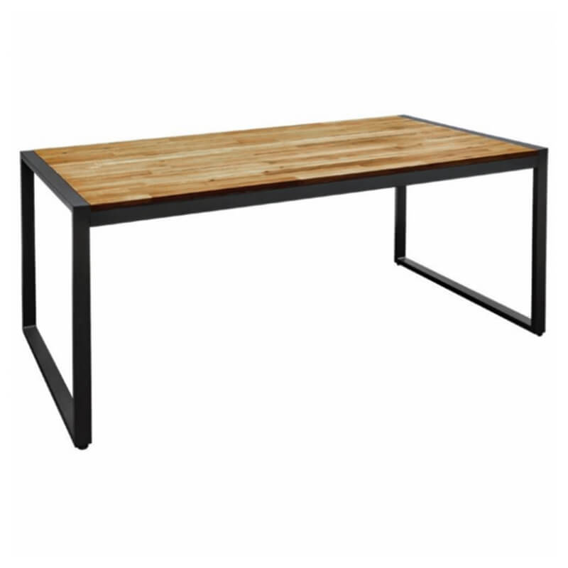 Table Industrielle De Café Rectangulaire En Acier Et Bois D’acacia 90×180 Cm