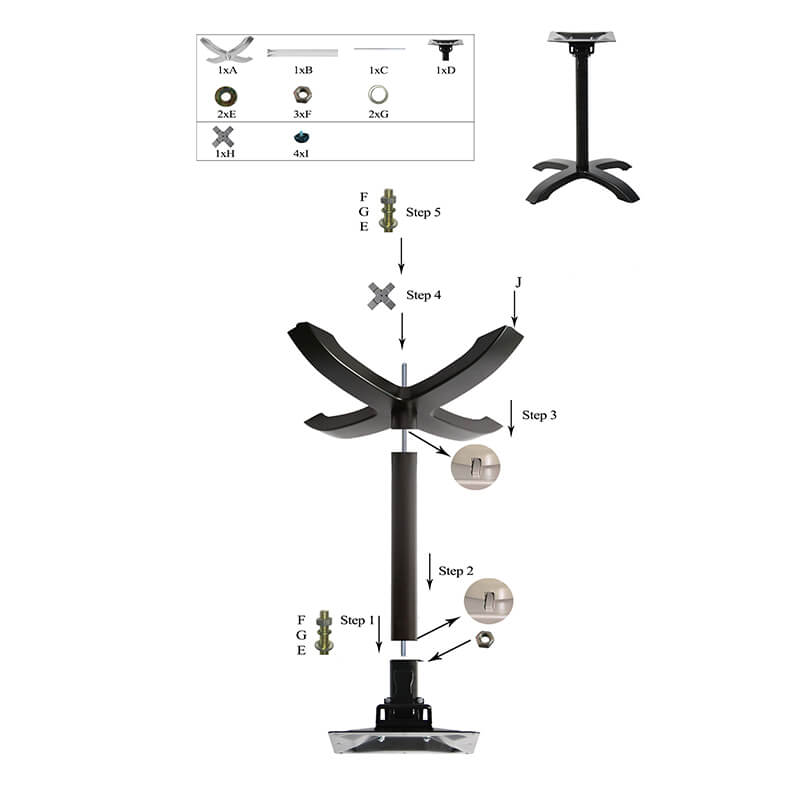 Pied De Table Pliable Aluminium 35×60cm