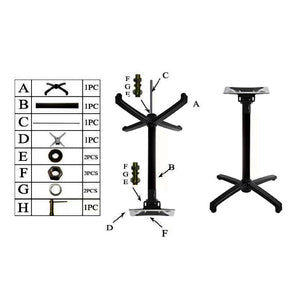Pied De Table Pliable De Café Aluminium / Acier Ø 67 Hauteur 72,50