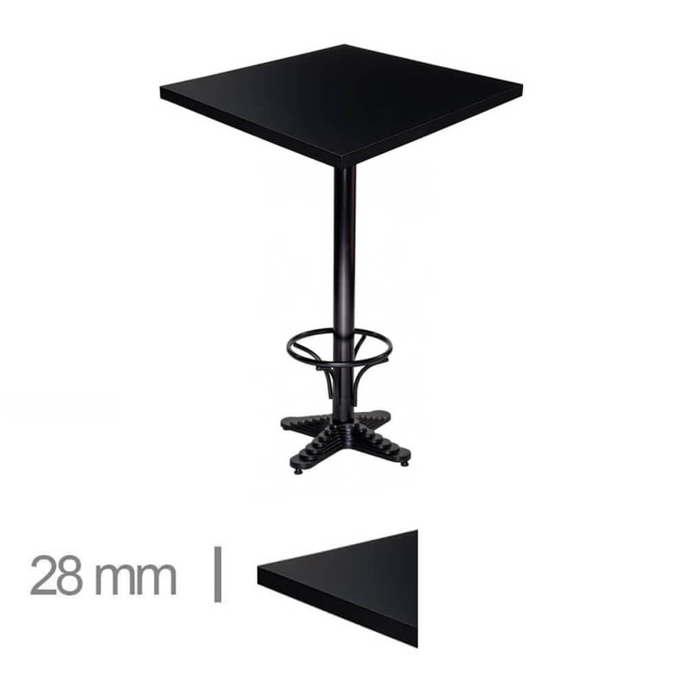 Table Haute De Café Madrid Noir 70×70 Hauteur 108