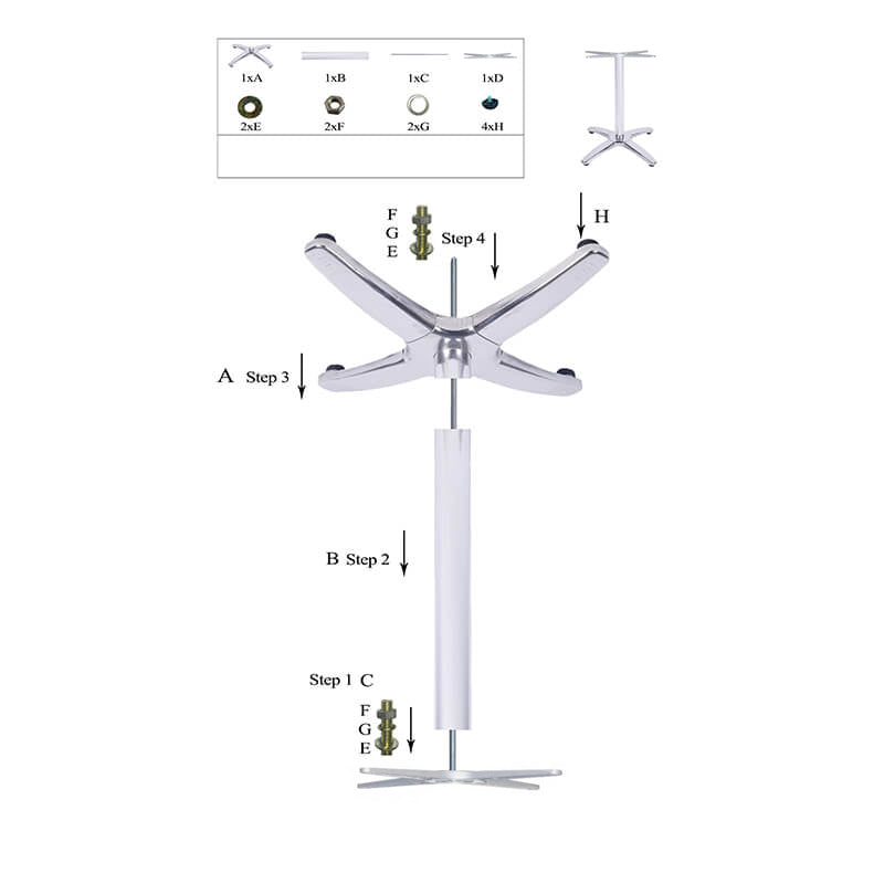 Pied De Table Aluminium 64×64Cm