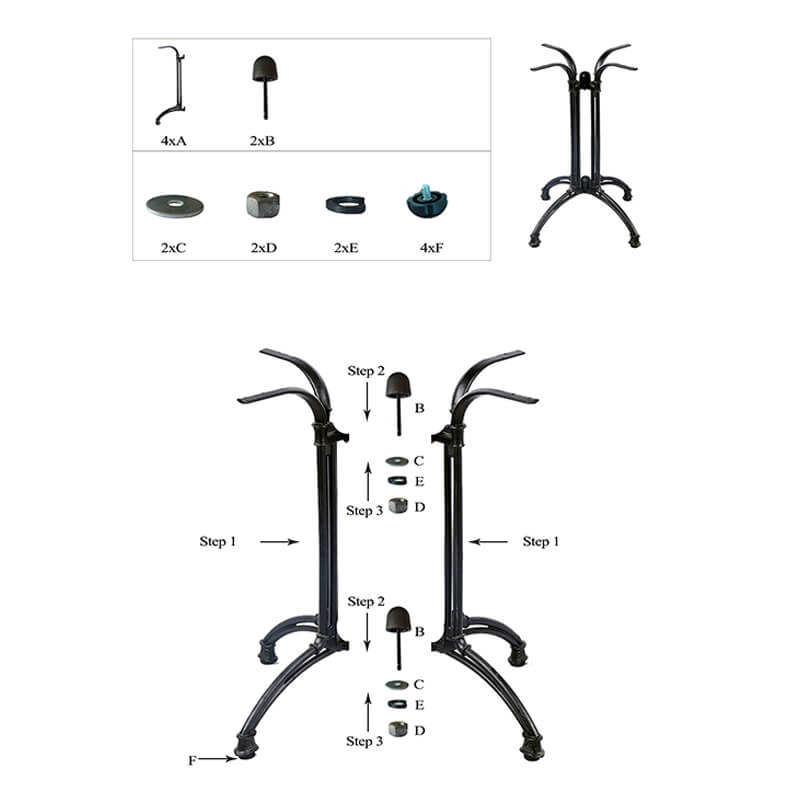 Pied De Table Fonte D’Aluminium 60×60cm