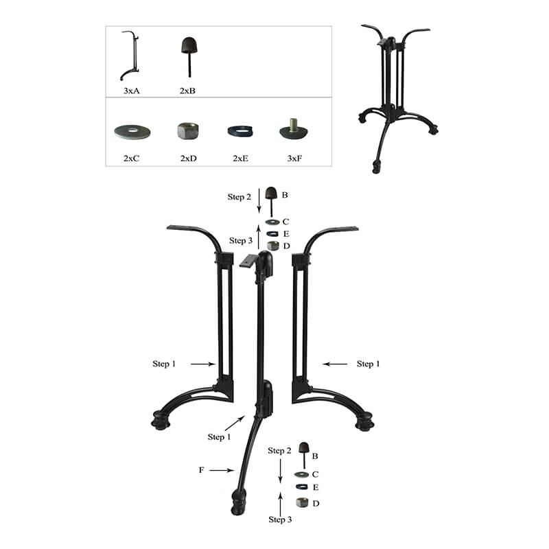 Pied De Table Fonte D’Aluminium 60×60cm