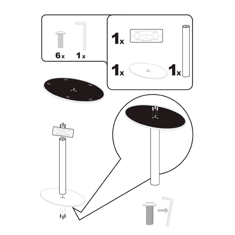 Pied De Table Ronde Acier Inoxydable Et Fer 45cm