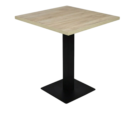 Table 70x70 plateau bois clair + pied noir