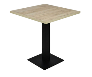 Table 70x70 plateau bois clair + pied noir