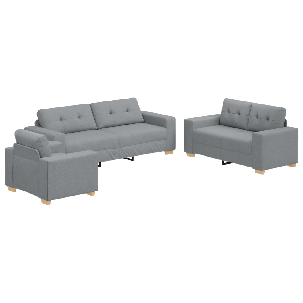 Ensemble de Canapés avec coussin avec oreiller Gris tissu
