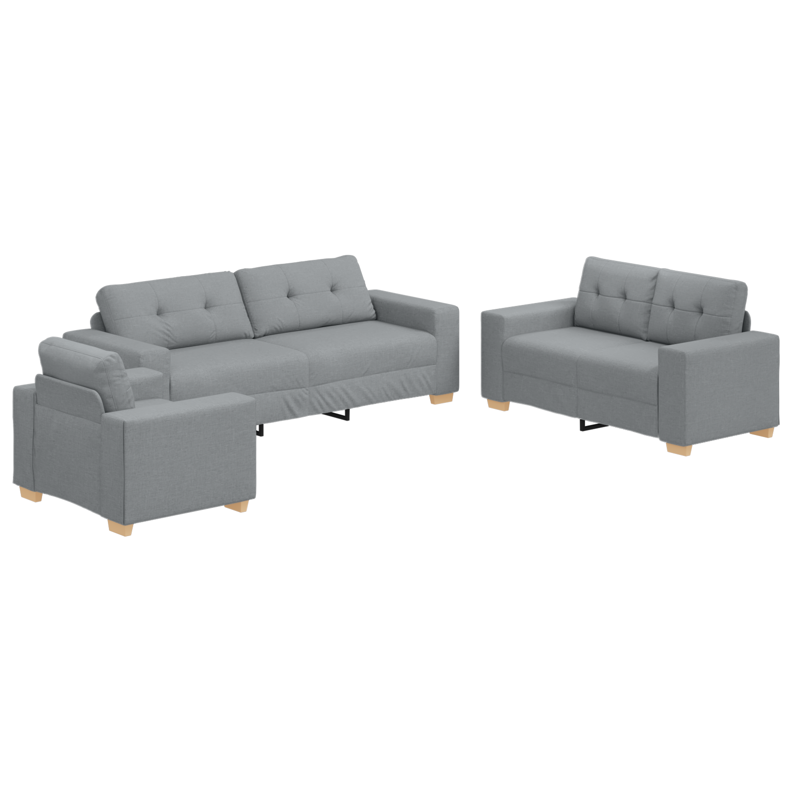 Ensemble de Canapés avec coussin avec oreiller Gris tissu