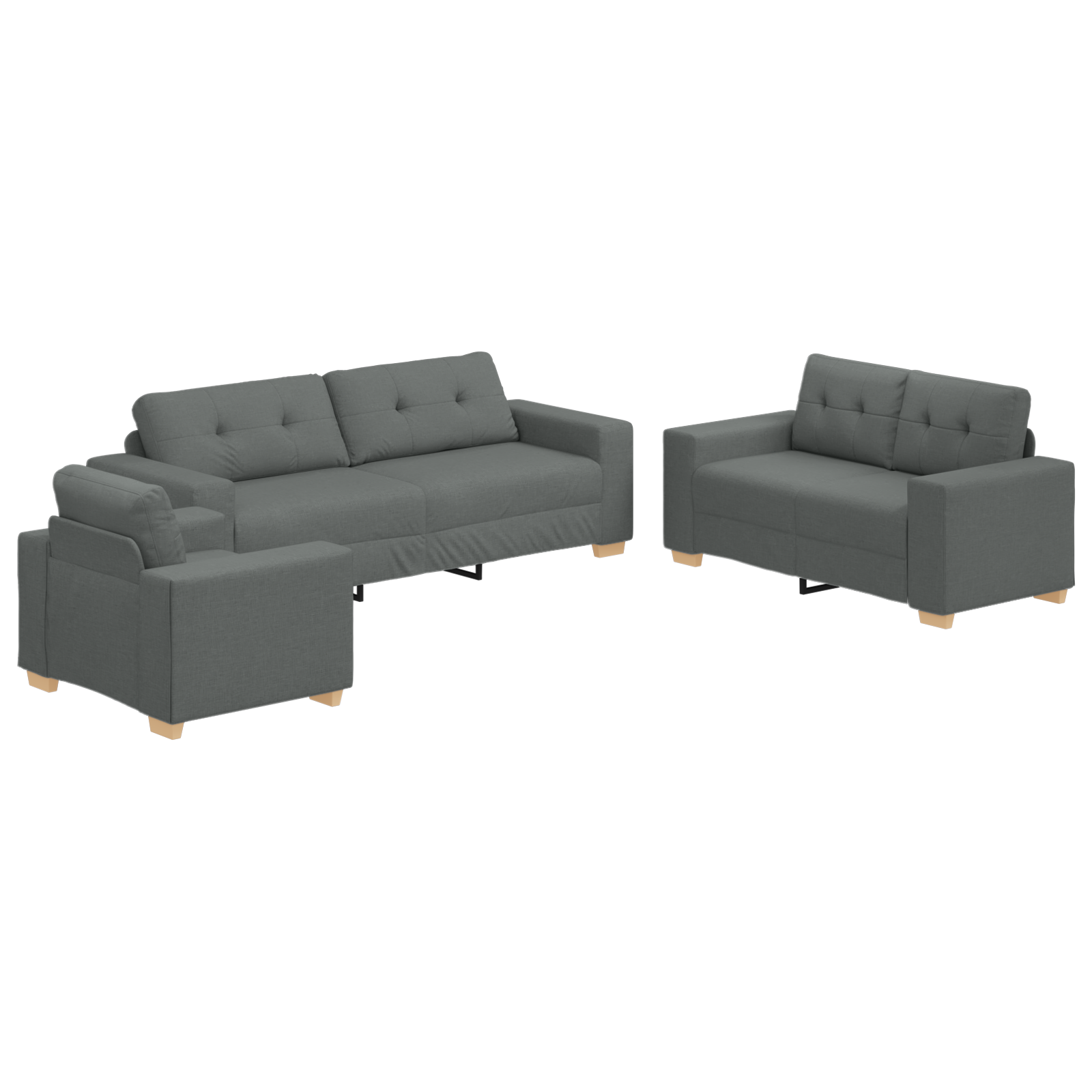 Ensemble de Canapés avec coussin avec oreiller Gris tissu