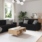 Ensemble de Canapés avec coussin avec oreiller Noir tissu