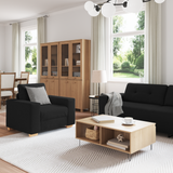 Ensemble de Canapés avec coussin avec oreiller Noir tissu