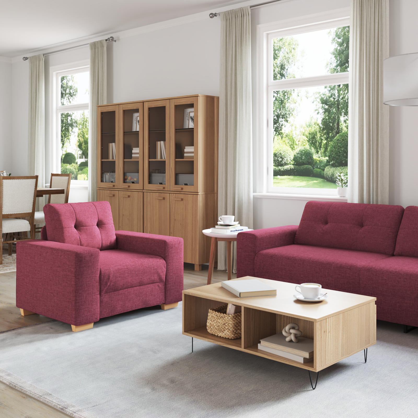 Ensemble de Canapés avec coussin avec oreiller Bordeaux tissu