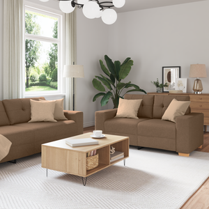 Ensemble de Canapés avec coussin avec oreiller Marron tissu